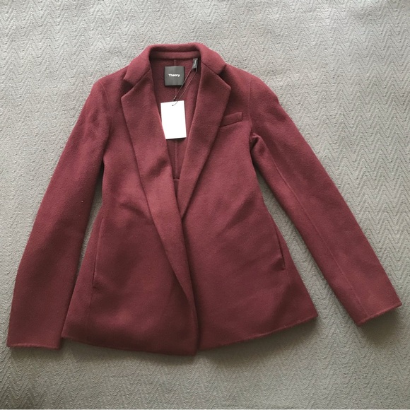 Theory Jackets & Blazers - NWT Theory Wool Cashmere Open Jacket Coat Blazer Dark Currant New Divide 00